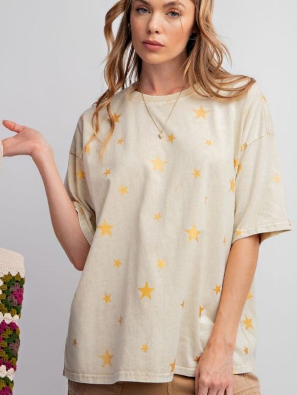 184 | Gold Star Print Washed Cotton Tee